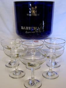 Babycham Blue Ice Bucket & 6 Assorted babycham Glasses - SOLD