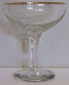 Babycham Original Glasses - White Bambi, Blue Logo, Hexagonal Stem - ONLY 1 remaining