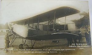 Black & White Used Postcard WWI Avro Biplane - John Drew 1915