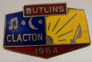 Butlins Holiday Clacton Enamel Pin Badge - Blue, Yellow & Red