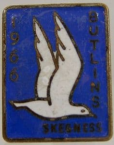 Butlins Holiday Skegness 1966 Enamel Pin Badge - Blue & White