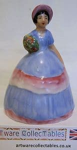 Carlton Ware Crinoline Lady Bell Figurine - Blue & Pink Dress - 1930s - SOLD