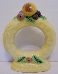 Carlton Ware Embossed 'Fruit Basket' Yellow Napkin Ring - 1940s
