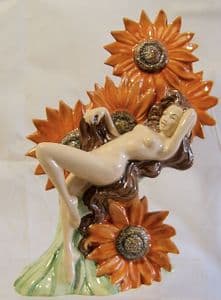 Carlton Ware Figurine - The Sunflower Girl - Bright Orange - 393/600
