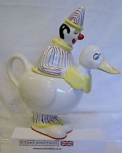 Carlton Ware Lustre Pottery Pantomime Clown on Duck - Cream Jug - Striped Suit - SOLD