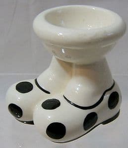 Carlton Ware Lustre Pottery Walking Ware Big Foot Black Spotted Eggcup - 1980s