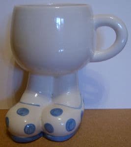 Carlton Ware Lustre Pottery Walking Ware Big Foot Blue Spot Cup - 1980s