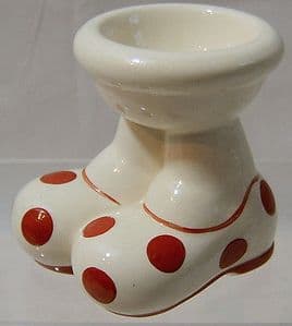 Carlton Ware Lustre Pottery Walking Ware Big Foot Red Spotted Eggcup - 1980s