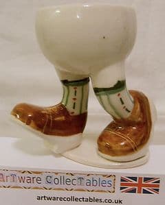 Carlton Ware Lustre Pottery Walking Ware Brown Shoes Running Eggcup on Stand - SOLD