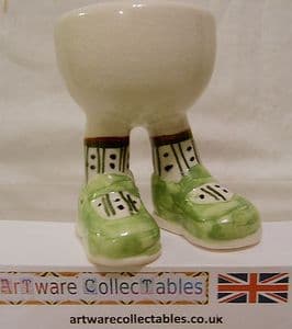 Carlton Ware Lustre Pottery Walking Ware Green Shoes Standing Eggcup on Stand - SOLD