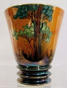 Carlton Ware 'Rabbits at Dusk' (Shadow Bunny) Medium Ribbed Vase - 1930s - SOLD