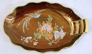 Carlton Ware - Rouge New Bird of Paradise Oval Scalloped Dish - 1940s