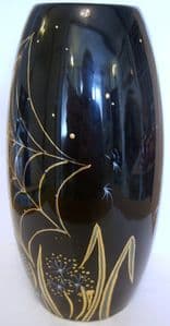 Carlton Ware - Skittle Vase in Black & Gold Spider's Web Design by Marie Graves - SOLD