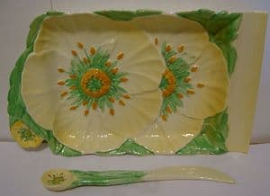 Carlton Ware Yellow Buttercup Cheese Tray with Cheese Knife - SOLD