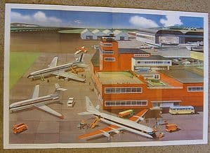 Educational Airport Scene - Original Foldout Poster from Summer Quarterly 1967