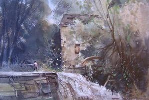 J BARRIE HASTE - Knaresbrough Watermill, Yorkshire - Watercolour - SOLD