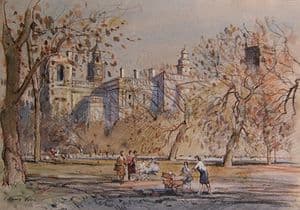 J Barrie Haste - St, James Park on a Windswept Day - Original Watercolour - SOLD