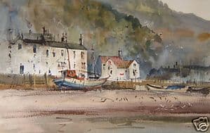 J.Barrie Haste - Scarborough Old Harbour - Watercolour - Glazed & Framed - SOLD