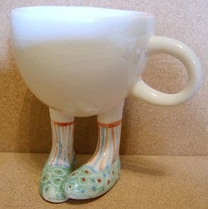 Lustre Pottery French Set Girl Cup - Green Shoes - Signed - SOLD