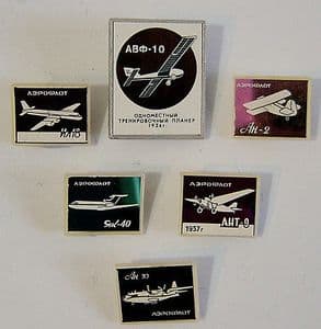 Official Russian Pin Badges - Aircraft Fleets Of The USSR x 6