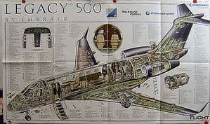 Original Flight Folded Cutaway Poster - Embraer Legacy 500 - SOLD