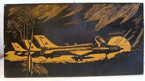 Original Oil on Wood Trench Art - Mig-21 Unsigned, Unframed - SOLD