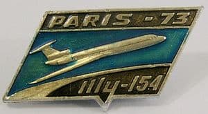 Original Russian Pin Badge -Tupolev TU-154 - Paris Air Show 1973 - sold
