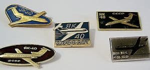 Original Russian Pin Badge Yakolev Yak-40 - Aeroflot Passenger Workhorse x 5