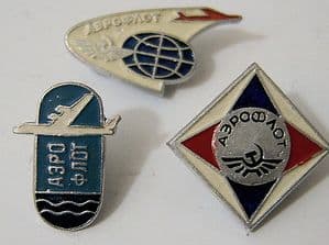 Original Russian Pin Badges - Aeroflot Official Badges x 3 (Set 2)