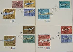 Russian First Day Covers - Set of 4 - Commercial Aviation - 1969