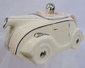 Sadler's Original Sports Car Teapot - Cream & Silver - SOLD