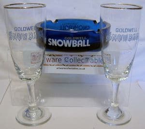 Snowball Ashtray & 6 Glasses