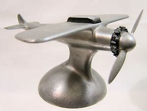 Superb Matt Unpolished Steel Piston Engine Aircraft - Table Lighter - 1950s