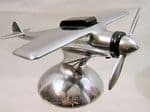 Superb Polished Chromium Plated Piston Engine Aircraft - Table Lighter - 1950s