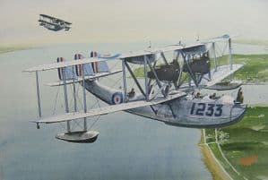 Supermarine Southampton over the South Coast - Original Watercolour - NOT FOR SALE