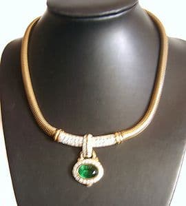 Vintage Bijoux Givenchy Necklace/Choker with Emerald Drop in Original Box