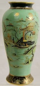 W & R Carlton Ware  Large Green 'Temple' Vase - 1920s - SOLD