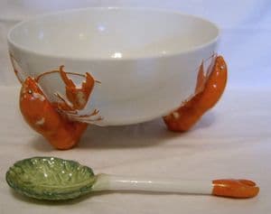 W & R Carlton Ware Lobster Large Salad Bowl with Server - 1920s - SOLD