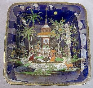W & R Carlton Ware - Persian Design Blue Lustre Square Dish - 1920s - SOLD